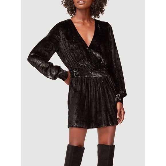 FRAME Noir Velvet Shimmering Metallic Mini Dress - Picture 3 of 14